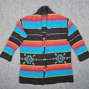 VTG- Carole Little- Womens Small Shawl collar Cardigan Southwest Aztec Sweater